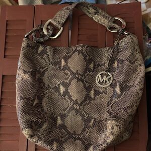 Michael Kors Brown Snakeskin Shoulder Bag